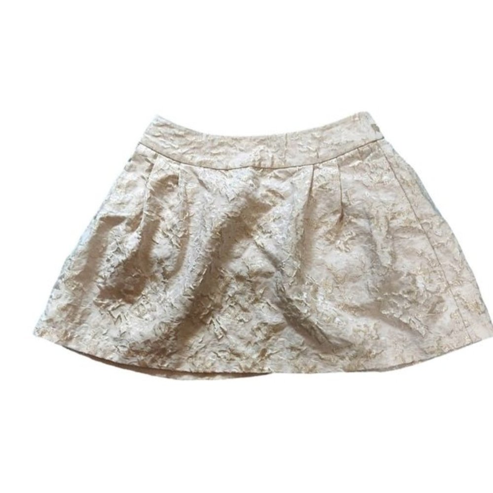 Jennifer Lopez Women's Beige/Tan Floral Glittery Formal Flare Skirt Size 12 EUC